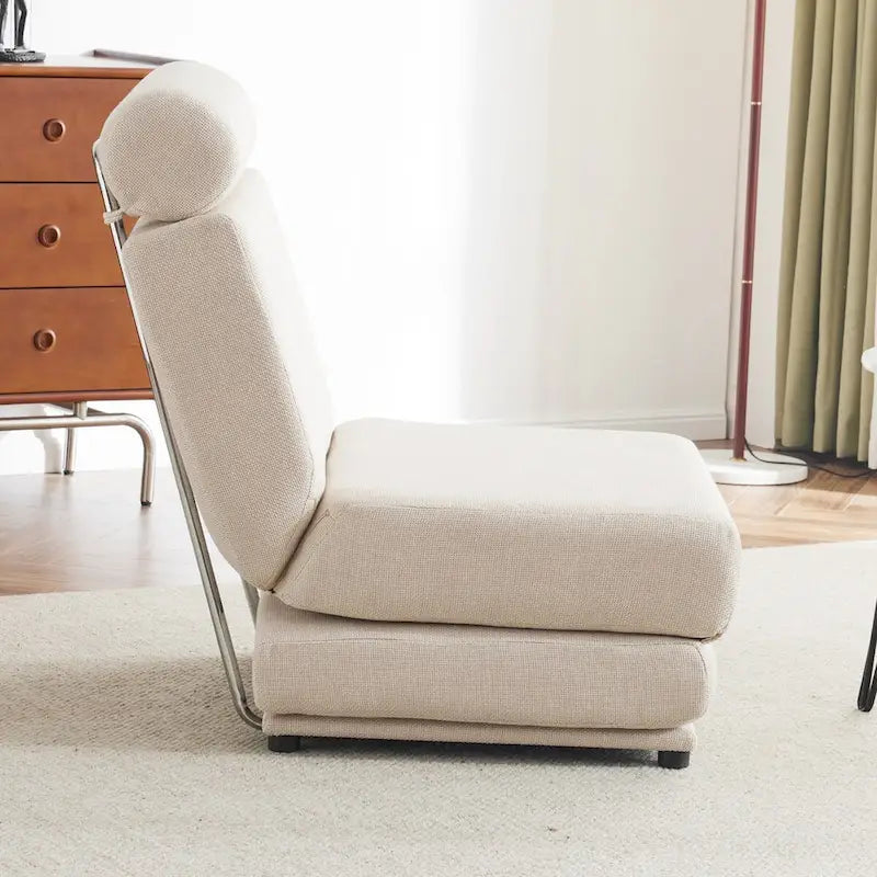 Poltrona Letto Pieghevole Singola con Cuscino, Divano Letto Portatile, Poltrona, Realizzata in Lino Traspirante e Resistente