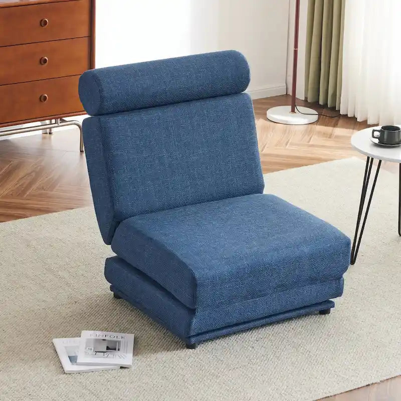 Poltrona Letto Pieghevole Singola con Cuscino, Divano Letto Portatile, Poltrona, Realizzata in Lino Traspirante e Resistente