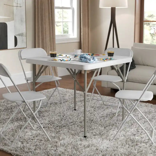 Tavolo Pieghevole Quadrato in Plastica da 87 cm - Tavolo Pieghevole per Eventi - 87P x 87L x 75A