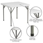 Tavolo Pieghevole Quadrato in Plastica da 87 cm - Tavolo Pieghevole per Eventi - 87P x 87L x 75A