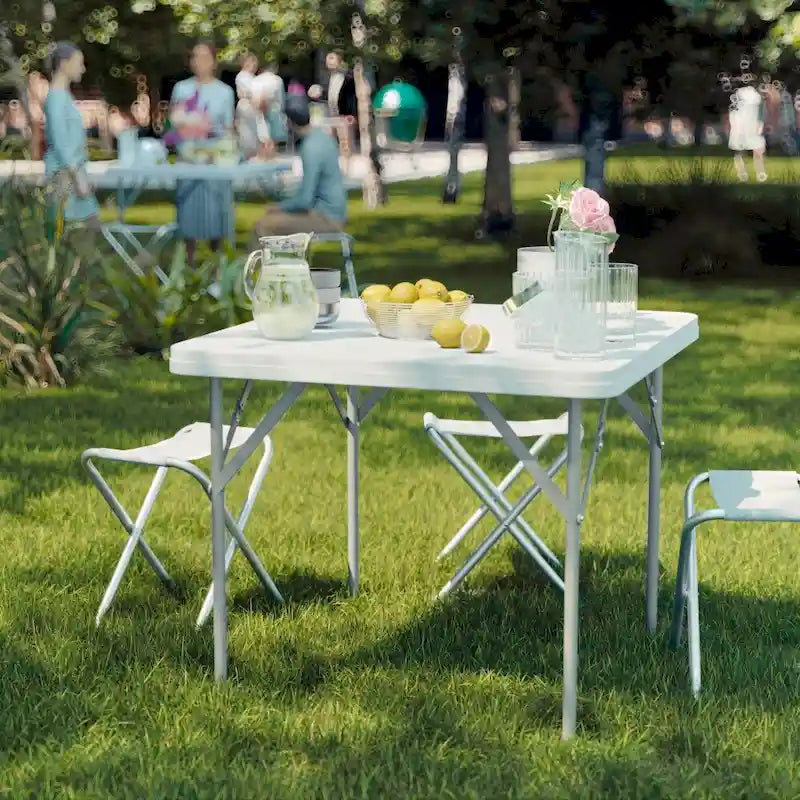 Tavolo Pieghevole Quadrato in Plastica da 87 cm - Tavolo Pieghevole per Eventi - 87P x 87L x 75A