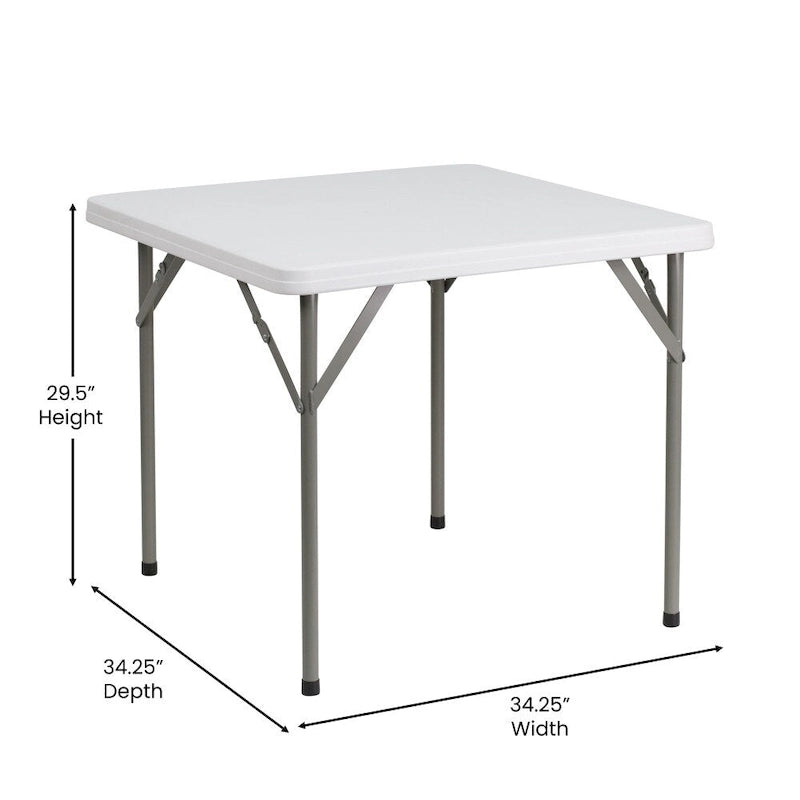 Tavolo Pieghevole Quadrato in Plastica da 87 cm - Tavolo Pieghevole per Eventi - 87P x 87L x 75A