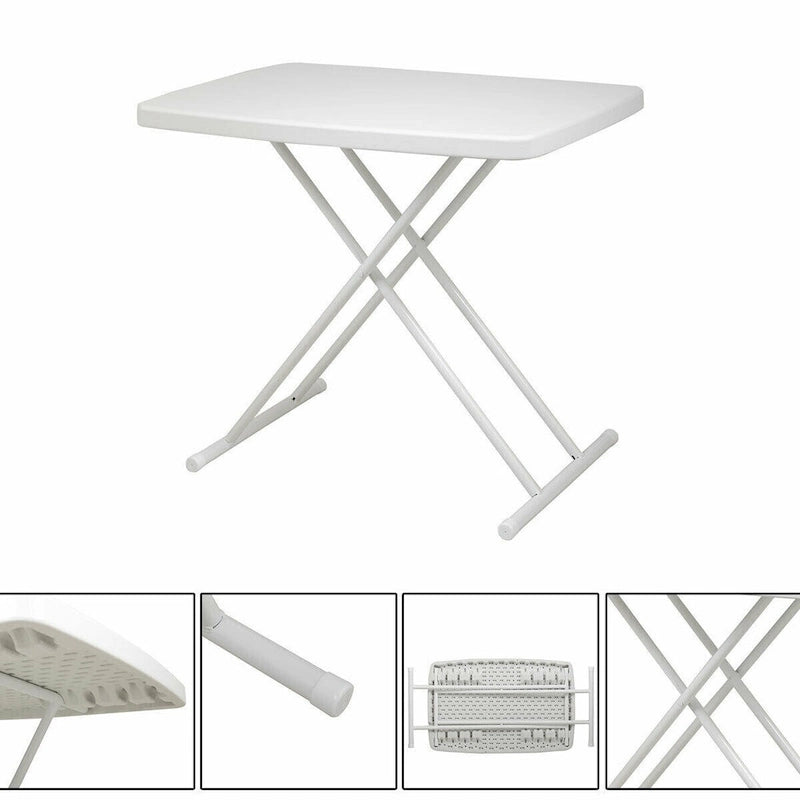 Tavolo Pieghevole 30x20 Pollici Sollevabile da Picnic Campeggio Pranzo Rettangolare Bianco
