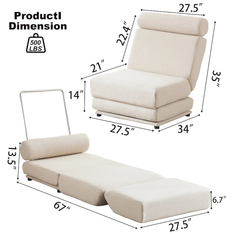 Poltrona Letto Singolo Pieghevole con Cuscino