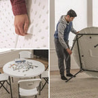Tavolo rotondo 48 pollici, impilabile, per interni/esterni, grado commerciale leggero, bianco