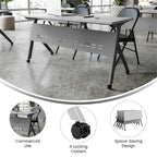 Tavolo da formazione con ribaltamento commerciale a incastro con struttura in acciaio e gambe a Y - 23.5L x 60P x 30H