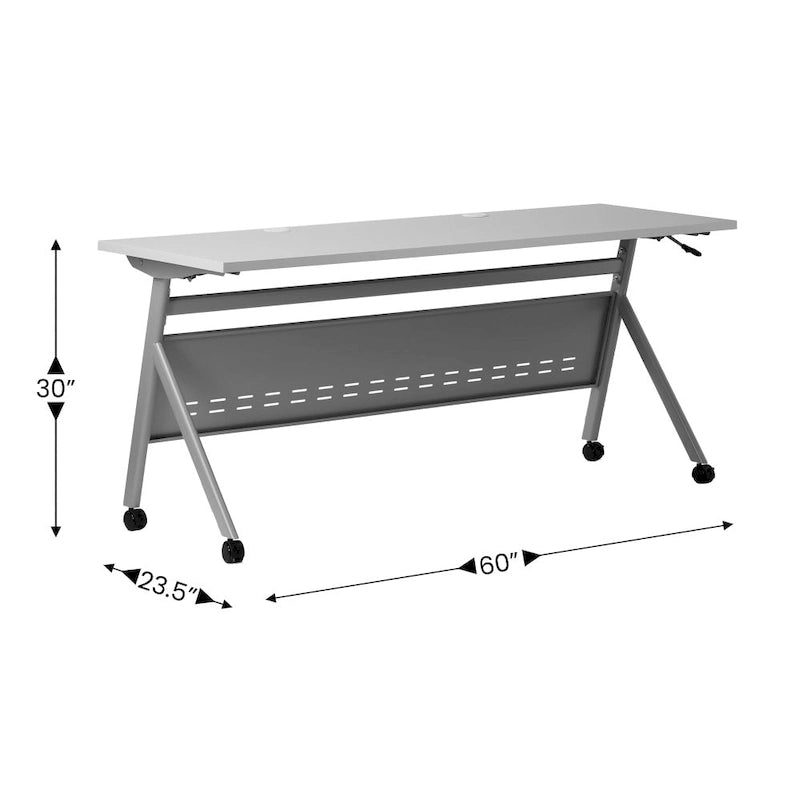 Tavolo da formazione con ribaltamento commerciale a incastro con struttura in acciaio e gambe a Y - 23.5L x 60P x 30H