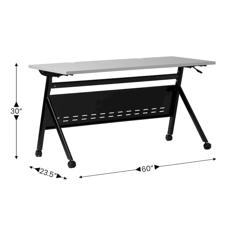 Tavolo da formazione con ribaltamento commerciale a incastro con struttura in acciaio e gambe a Y - 23.5L x 60P x 30H
