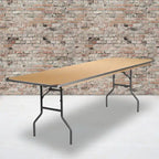 8-Foot Rectangular Birchwood Folding Banquet Table with Corner Guards