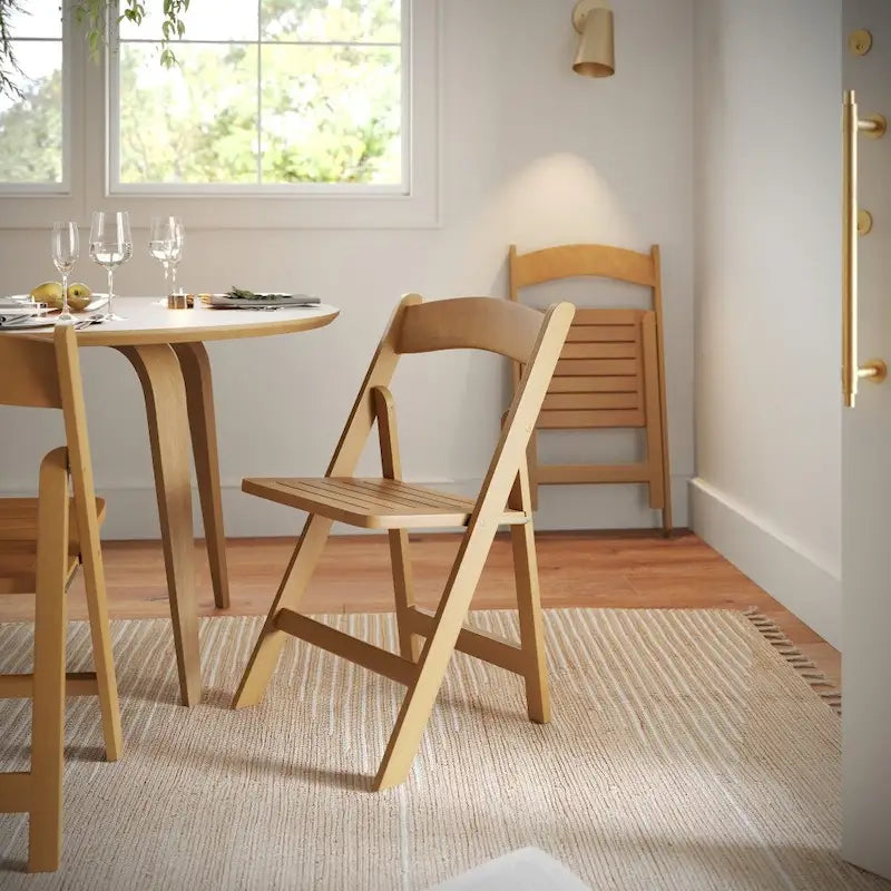 Sedia Pieghevole Portatile da Pranzo in Legno Massello di Qualità Commerciale - 44,5 L x 45,7 P x 79,4 H cm
