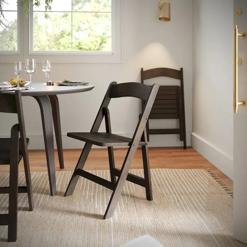 Sedia Pieghevole Portatile da Pranzo in Legno Massello di Qualità Commerciale - 44,5 L x 45,7 P x 79,4 H cm