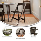 Sedia Pieghevole Portatile da Pranzo in Legno Massello di Qualità Commerciale - 44,5 L x 45,7 P x 79,4 H cm