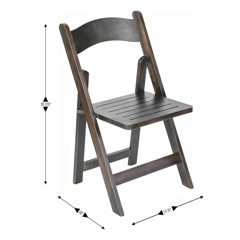 Sedia Pieghevole Portatile da Pranzo in Legno Massello di Qualità Commerciale - 44,5 L x 45,7 P x 79,4 H cm