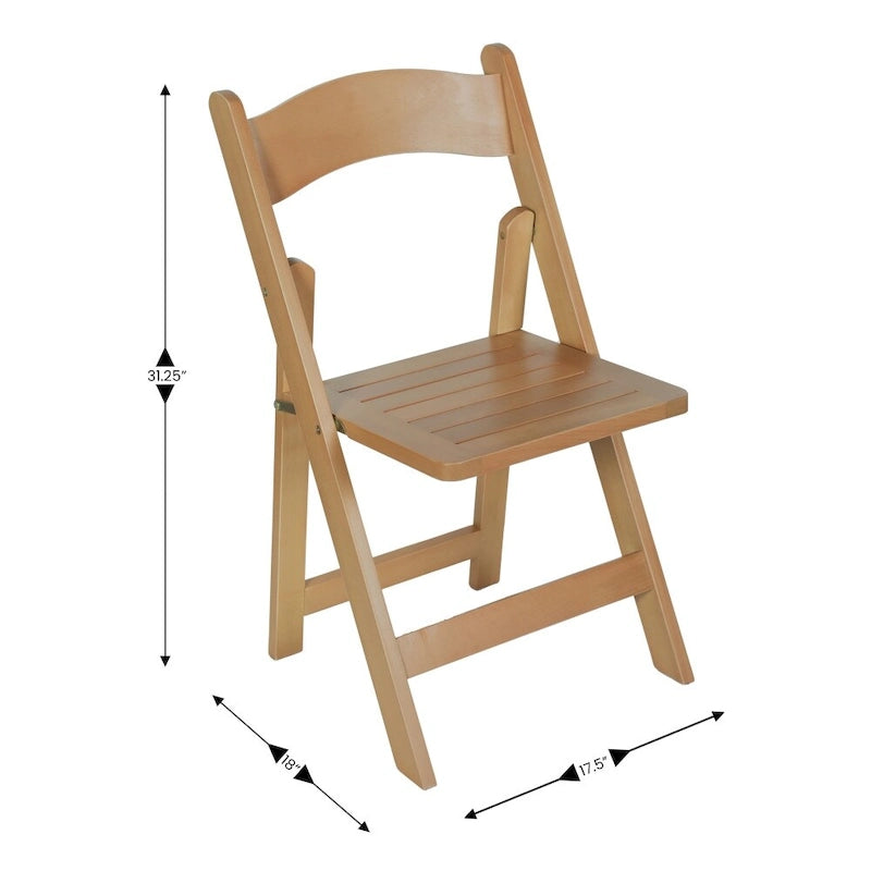 Sedia Pieghevole Portatile da Pranzo in Legno Massello di Qualità Commerciale - 44,5 L x 45,7 P x 79,4 H cm