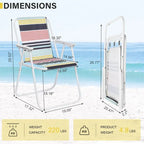 Sedia da spiaggia pieghevole leggera e alta con braccioli rigidi - 19*17*29 pollici
